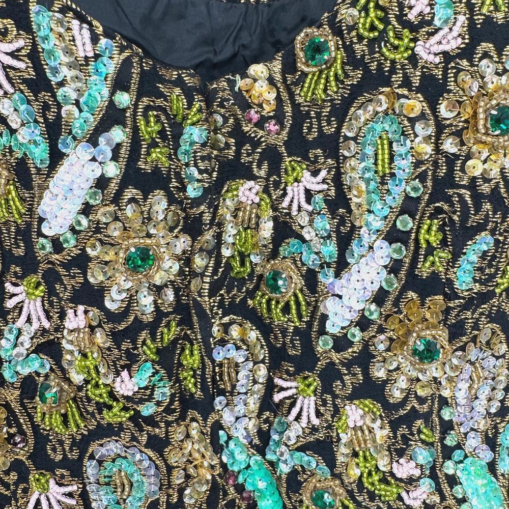 Vintage Y2K Hand Sewn Sequin Silk Blend Dress  Small Going Out Cocktail Party - Picture 3 of 7